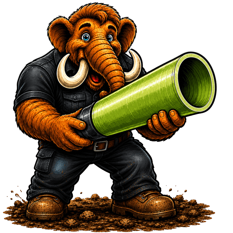 Wooley mascot with pipe-lining material